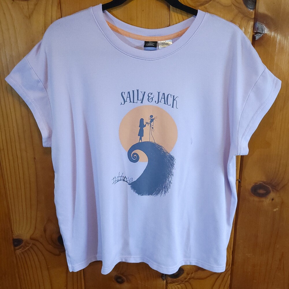 Disney Sally & Jack Shirt XX-Large Light Purple Cotton Polyester